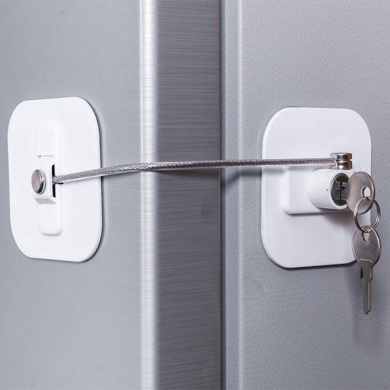 BAOWEIJD Fridge Lock,Refrigerator Locks,Freezer Lock with Key for Child Safety,Locks to Lock Fridge and Cabinets,White Fridge Lock - Image 1